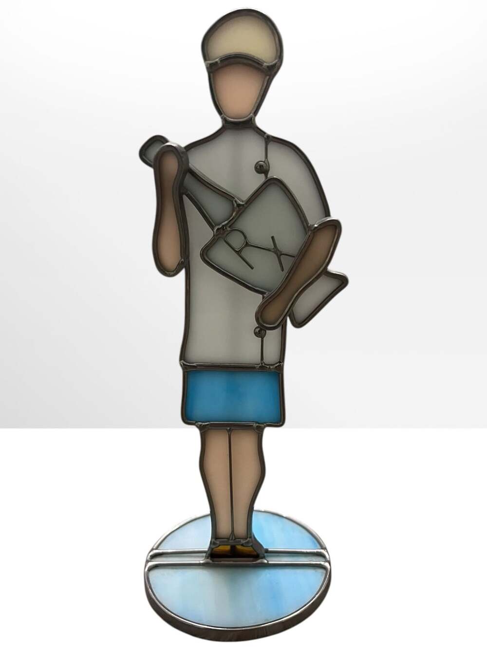 New England Rustics Stained Glass Pharmacist Figurine , 8.25"